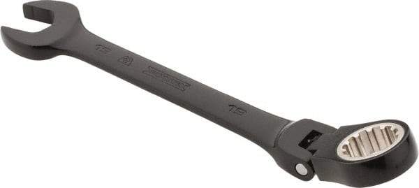 Proto - 19mm 12 Point Flexhead Combination Wrench - 15° Offset Angle, 8" OAL, Steel, Black Chrome Finish - Industrial Tool & Supply