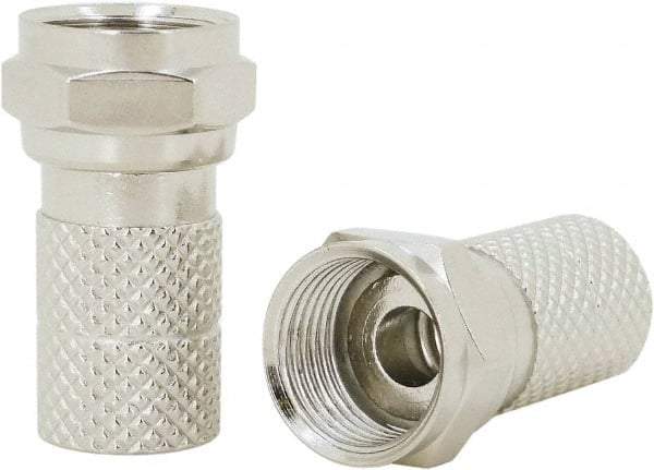 Ideal - Straight, F Type Crimp Coaxial Connector - Compatible with RG6, Brass Contact, Brass Body - Industrial Tool & Supply