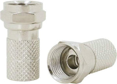 Ideal - Straight, F Type Crimp Coaxial Connector - Compatible with RG6, Brass Contact, Brass Body - Industrial Tool & Supply
