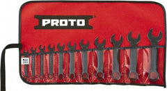Proto - 11 Piece, 1/4" to 3/4", 12 Point Extra Short Combination Wrench Set - Inch Measurement Standard, Black Oxide Finish, Comes in Tool Roll - Industrial Tool & Supply