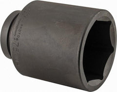 Proto - 1" Drive 75mm Deep Impact Socket - 6 Points, 5-1/4" OAL - Industrial Tool & Supply