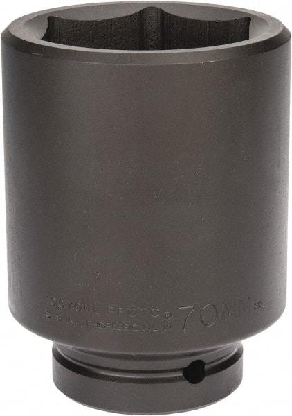 Proto - 1" Drive 70mm Deep Impact Socket - 6 Points, 5" OAL - Industrial Tool & Supply