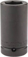 Proto - 1" Drive 32mm Deep Impact Socket - 6 Points, 4" OAL - Industrial Tool & Supply