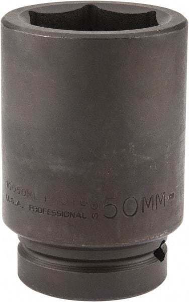 Proto - 1" Drive 50mm Deep Impact Socket - 6 Points, 4-1/4" OAL - Industrial Tool & Supply