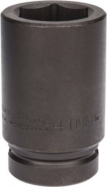 Proto - 1" Drive 41mm Deep Impact Socket - 6 Points, 4" OAL - Industrial Tool & Supply