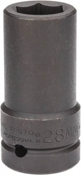 Proto - 1" Drive 28mm Deep Impact Socket - 6 Points, 4" OAL - Industrial Tool & Supply