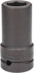 Proto - 1" Drive 28mm Deep Impact Socket - 6 Points, 4" OAL - Industrial Tool & Supply