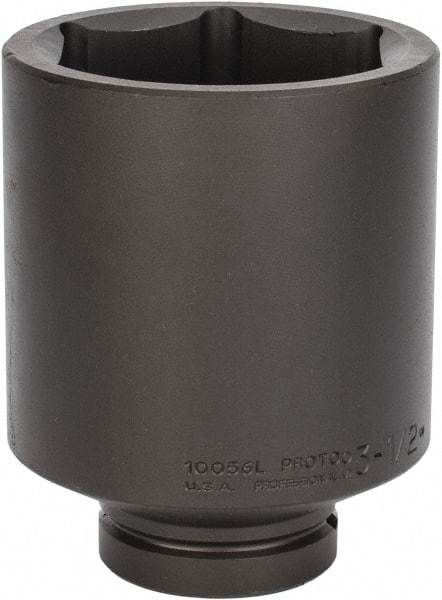 Proto - 1" Drive 3-1/2" Deep Impact Socket - 6 Points, 6" OAL - Industrial Tool & Supply