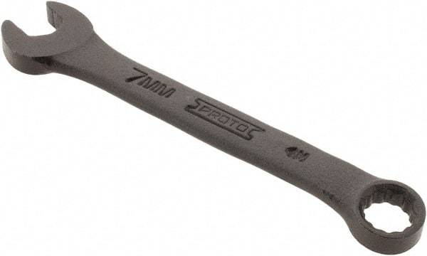 Proto - 7mm 12 Point Offset Combination Wrench - 15° Offset Angle, 3-3/8" OAL, Steel, Black Finish - Industrial Tool & Supply