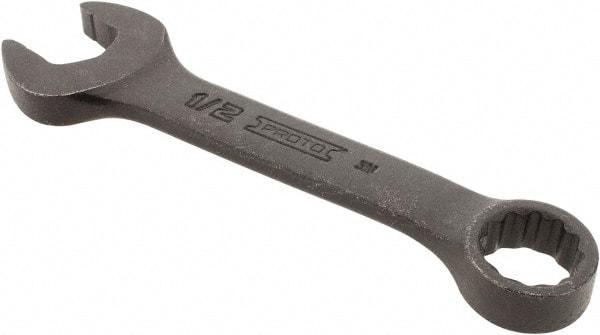 Proto - 1/2" 12 Point Offset Combination Wrench - 15° Offset Angle, 4-5/16" OAL, Steel, Black Finish - Industrial Tool & Supply