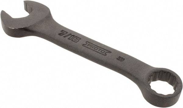 Proto - 7/16" 12 Point Offset Combination Wrench - 15° Offset Angle, 4-1/16" OAL, Steel, Black Finish - Industrial Tool & Supply