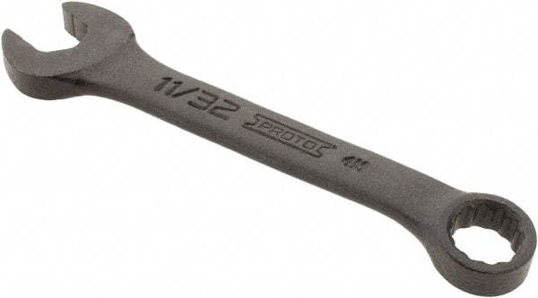 Proto - 11/32" 12 Point Offset Combination Wrench - 15° Offset Angle, 3-5/8" OAL, Steel, Black Finish - Industrial Tool & Supply