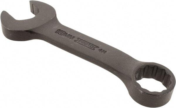 Proto - 18mm 12 Point Offset Combination Wrench - 15° Offset Angle, 5-1/4" OAL, Steel, Black Finish - Industrial Tool & Supply