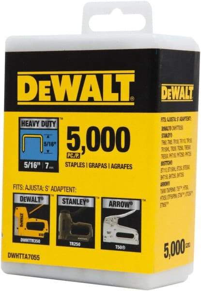 DeWALT - 5/16" Wide Steel Heavy Duty Staples - 5/16" Leg Length - Industrial Tool & Supply