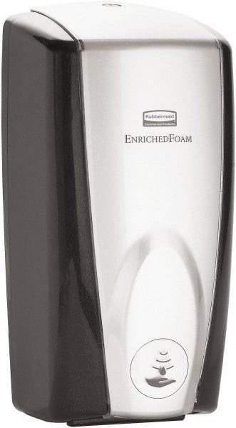 Rubbermaid - 1100 mL Foam Hand Soap Dispenser - Plastic, Hanging, Black & Chrome - Industrial Tool & Supply