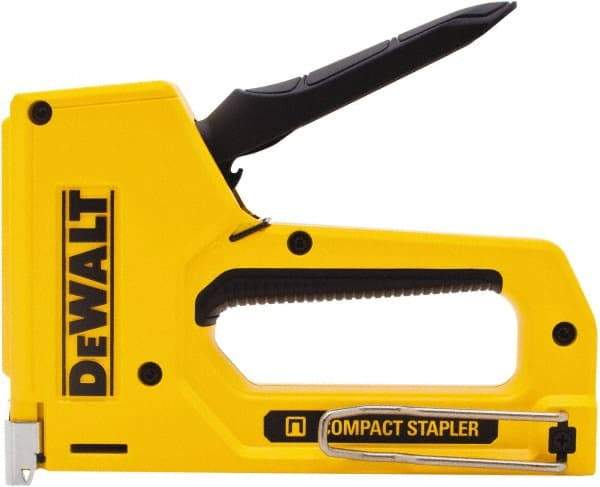 DeWALT - Manual Staple Gun - 1/4, 5/16, 3/8, 1/2" Staples, Yellow & Black, Aluminum - Industrial Tool & Supply