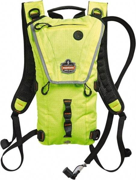 Ergodyne - Premium Low Profile Lime Hydration Backpack - 17 Inch Long x 10-1/2 Inch Wide x 2-1/2 Inch Deep, 70 Ounce Reservoir Capacity - Industrial Tool & Supply