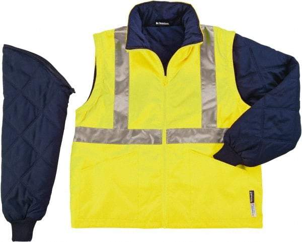 Ergodyne - Size XL High Visibility Jacket - Lime, Polyester, Zipper, Snaps Closure - Industrial Tool & Supply