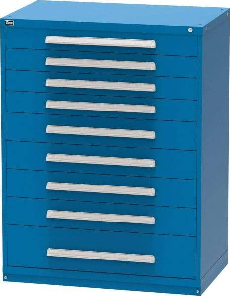 Vidmar - 9 Drawer, Modular Storage Cabinet - Steel, 45" Wide x 27-3/4" Deep x 59" High, Blue - Industrial Tool & Supply