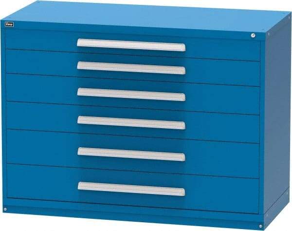 Vidmar - 6 Drawer, Modular Storage Cabinet - Steel, 60" Wide x 27-3/4" Deep x 44" High, Blue - Industrial Tool & Supply
