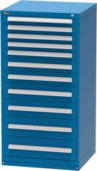 Vidmar - 11 Drawer, Modular Storage Cabinet - Steel, 30" Wide x 27-3/4" Deep x 59" High, Blue - Industrial Tool & Supply