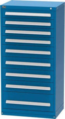 Vidmar - 9 Drawer, Modular Storage Cabinet - Steel, 30" Wide x 21-3/8" Deep x 59" High, Blue - Industrial Tool & Supply