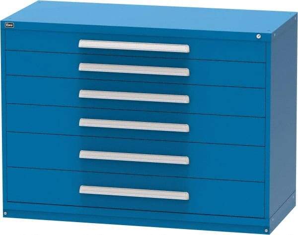 Vidmar - 6 Drawer, Modular Storage Cabinet - Steel, 60" Wide x 27-3/4" Deep x 44" High, Blue - Industrial Tool & Supply