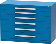 Vidmar - 6 Drawer, Modular Storage Cabinet - Steel, 60" Wide x 27-3/4" Deep x 44" High, Blue - Industrial Tool & Supply