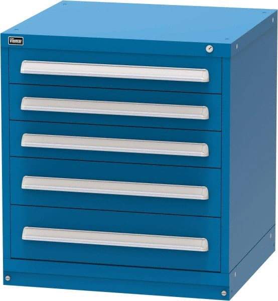 Vidmar - 5 Drawer, Modular Storage Cabinet - Steel, 30" Wide x 27-3/4" Deep x 33" High, Blue - Industrial Tool & Supply