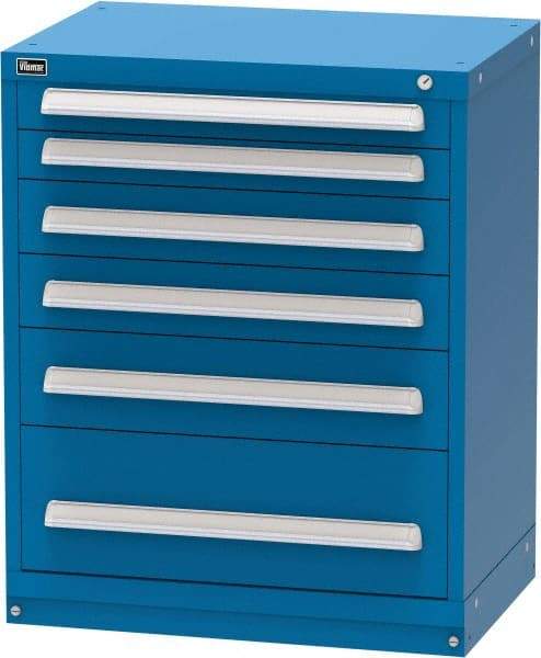 Vidmar - 6 Drawer, Modular Storage Cabinet - Steel, 30" Wide x 21-3/8" Deep x 37" High, Blue - Industrial Tool & Supply