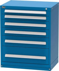 Vidmar - 6 Drawer, Modular Storage Cabinet - Steel, 30" Wide x 21-3/8" Deep x 37" High, Blue - Industrial Tool & Supply