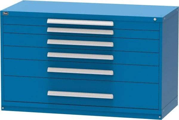 Vidmar - 6 Drawer, Modular Storage Cabinet - Steel, 60" Wide x 27-3/4" Deep x 37" High, Blue - Industrial Tool & Supply