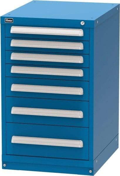 Vidmar - 7 Drawer, Modular Storage Cabinet - Steel, 22-1/2" Wide x 27-3/4" Deep x 37" High, Blue - Industrial Tool & Supply
