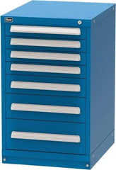Vidmar - 7 Drawer, Modular Storage Cabinet - Steel, 22-1/2" Wide x 27-3/4" Deep x 37" High, Blue - Industrial Tool & Supply