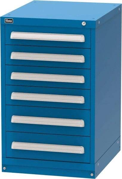 Vidmar - 6 Drawer, Modular Storage Cabinet - Steel, 22-1/2" Wide x 27-3/4" Deep x 37" High, Blue - Industrial Tool & Supply