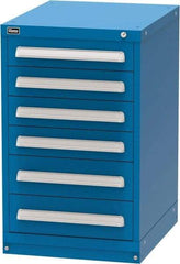 Vidmar - 6 Drawer, Modular Storage Cabinet - Steel, 22-1/2" Wide x 27-3/4" Deep x 37" High, Blue - Industrial Tool & Supply