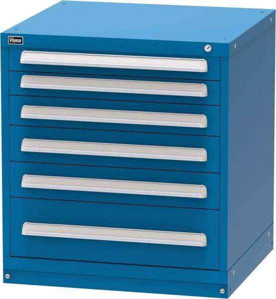 Vidmar - 6 Drawer, Modular Storage Cabinet - Steel, 30" Wide x 27-3/4" Deep x 33" High, Blue - Industrial Tool & Supply