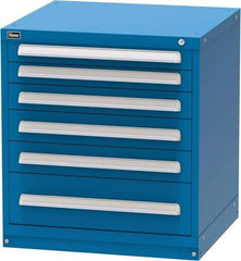 Vidmar - 6 Drawer, Modular Storage Cabinet - Steel, 30" Wide x 27-3/4" Deep x 33" High, Blue - Industrial Tool & Supply