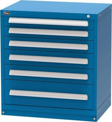 Vidmar - 6 Drawer, Modular Storage Cabinet - Steel, 30" Wide x 21-3/8" Deep x 33" High, Blue - Industrial Tool & Supply
