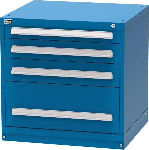 Vidmar - 4 Drawer, Modular Storage Cabinet - Steel, 30" Wide x 27-3/4" Deep x 30" High, Blue - Industrial Tool & Supply