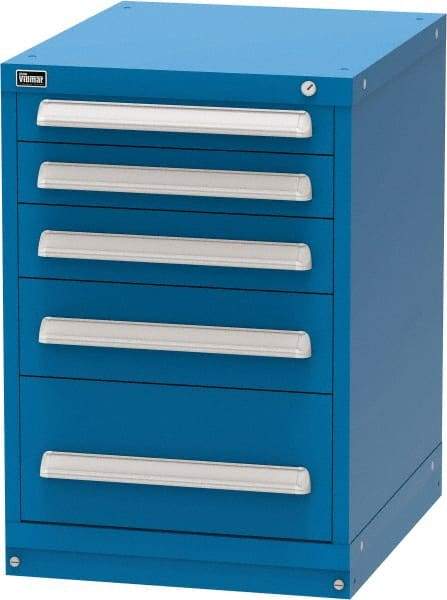 Vidmar - 5 Drawer, Modular Storage Cabinet - Steel, 22-1/2" Wide x 27-3/4" Deep x 33" High, Blue - Industrial Tool & Supply
