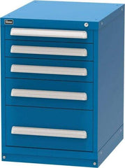 Vidmar - 5 Drawer, Modular Storage Cabinet - Steel, 22-1/2" Wide x 27-3/4" Deep x 33" High, Blue - Industrial Tool & Supply