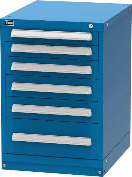 Vidmar - 6 Drawer, Modular Storage Cabinet - Steel, 22-1/2" Wide x 27-3/4" Deep x 33" High, Blue - Industrial Tool & Supply