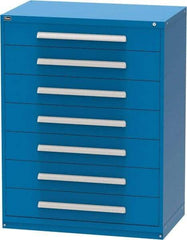 Vidmar - 7 Drawer, Modular Storage Cabinet - Steel, 60" Wide x 27-3/4" Deep x 59" High, Blue - Industrial Tool & Supply