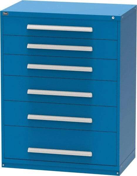 Vidmar - 6 Drawer, Modular Storage Cabinet - Steel, 60" Wide x 27-3/4" Deep x 59" High, Blue - Industrial Tool & Supply
