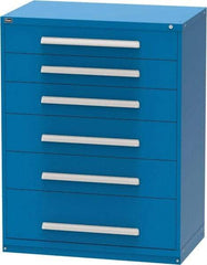 Vidmar - 6 Drawer, Modular Storage Cabinet - Steel, 60" Wide x 27-3/4" Deep x 59" High, Blue - Industrial Tool & Supply