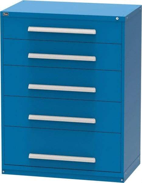 Vidmar - 5 Drawer, Modular Storage Cabinet - Steel, 45" Wide x 27-3/4" Deep x 59" High, Blue - Industrial Tool & Supply