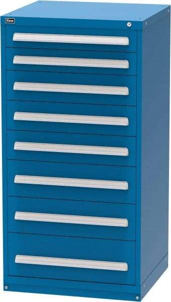 Vidmar - 8 Drawer, Modular Storage Cabinet - Steel, 30" Wide x 27-3/4" Deep x 59" High, Blue - Industrial Tool & Supply