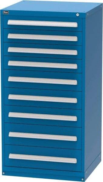 Vidmar - 9 Drawer, Modular Storage Cabinet - Steel, 30" Wide x 27-3/4" Deep x 59" High, Blue - Industrial Tool & Supply