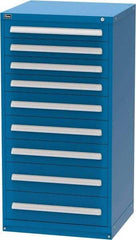 Vidmar - 9 Drawer, Modular Storage Cabinet - Steel, 30" Wide x 27-3/4" Deep x 59" High, Blue - Industrial Tool & Supply